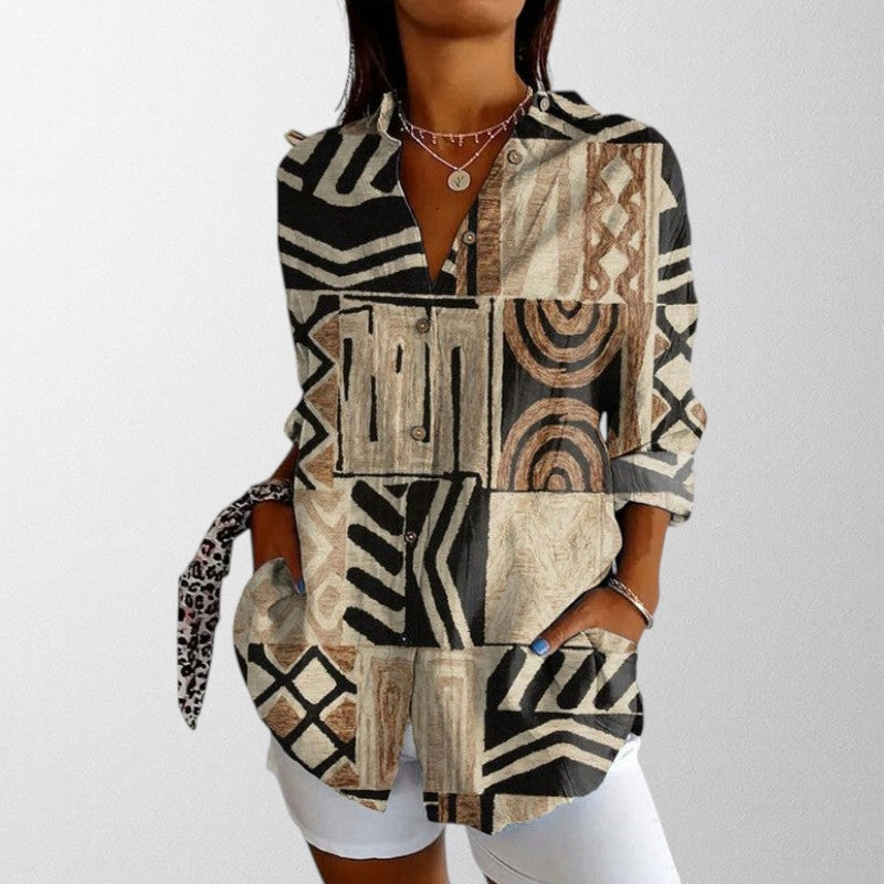 Olivia - Vintage Blouse With Abstract Print