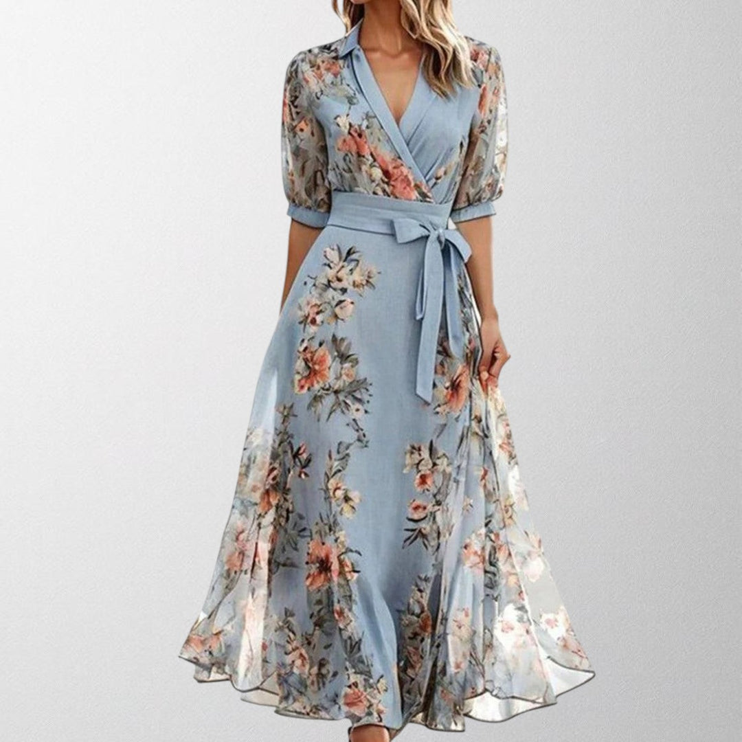 Olivia - Floral V-Neck Midi Dress