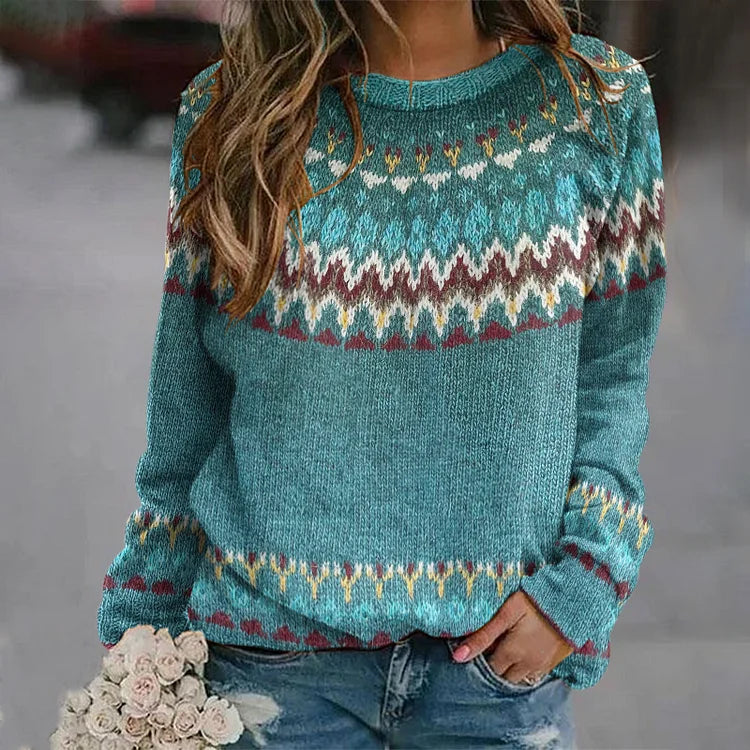 Peyton™ - Comfortable Sweatshirt with Retro Wave Pattern