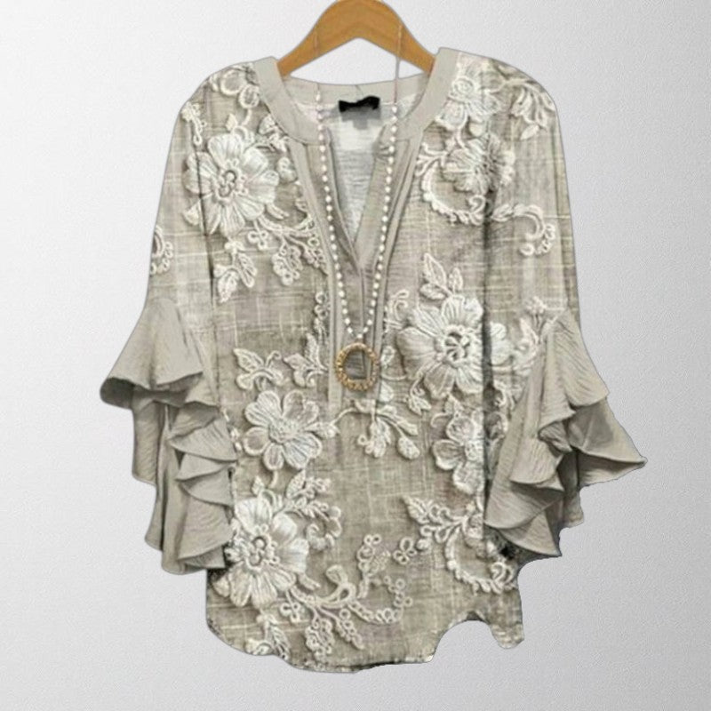 Olivia - Vintage Blouse with Floral Pattern
