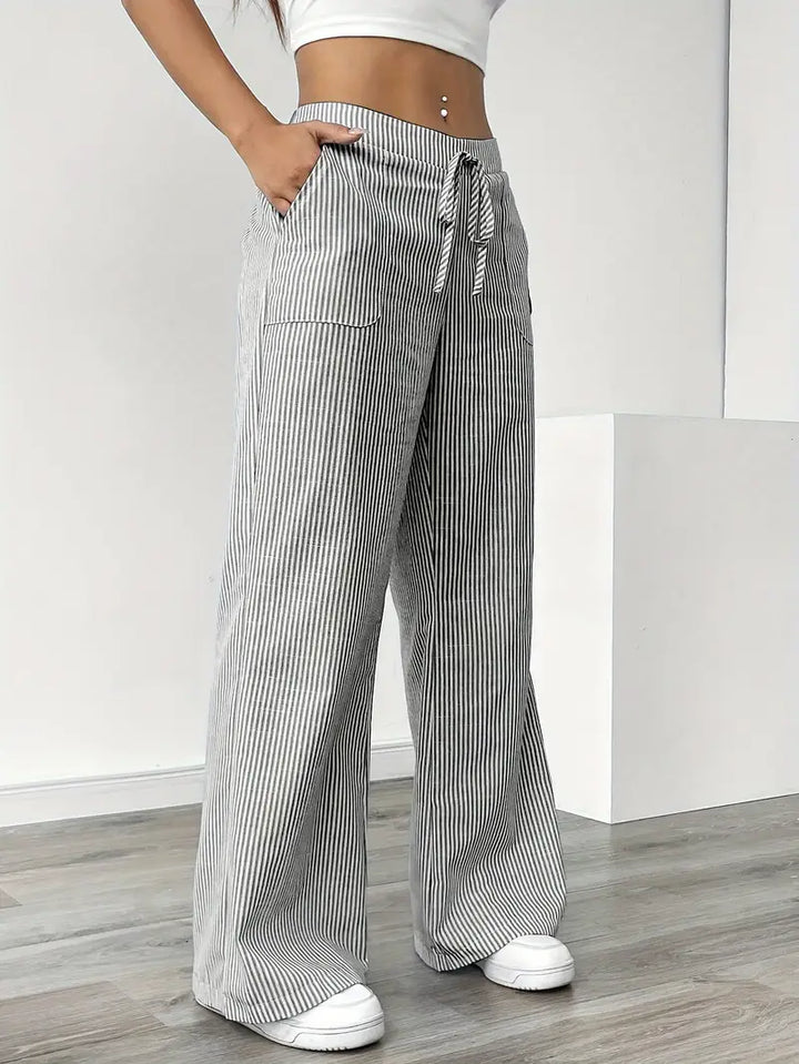 Alina™ | Elegant Striped Trousers with Pockets