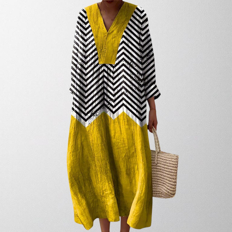 Olivia - Geometric Flow Maxi Dress