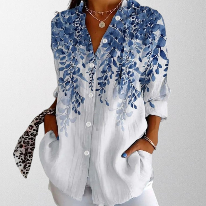 Olivia - Vintage Blouse with Botanical Print