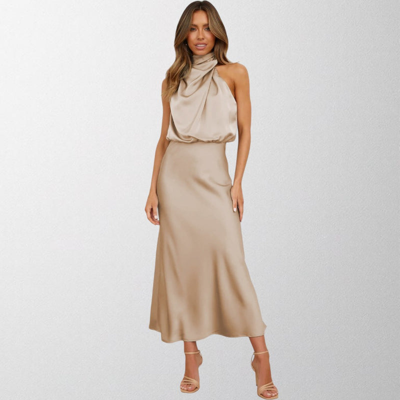 Olivia - Timeless Satin Halter Dress
