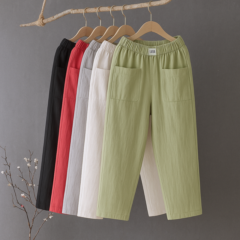 Erika™ | Casual Cotton and Linen Trousers with Elasticated Waist
