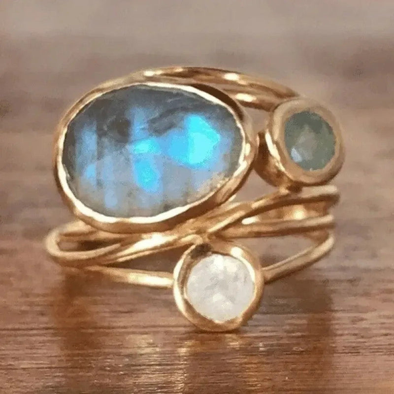 Vintage Set Blue Moonstone Ring