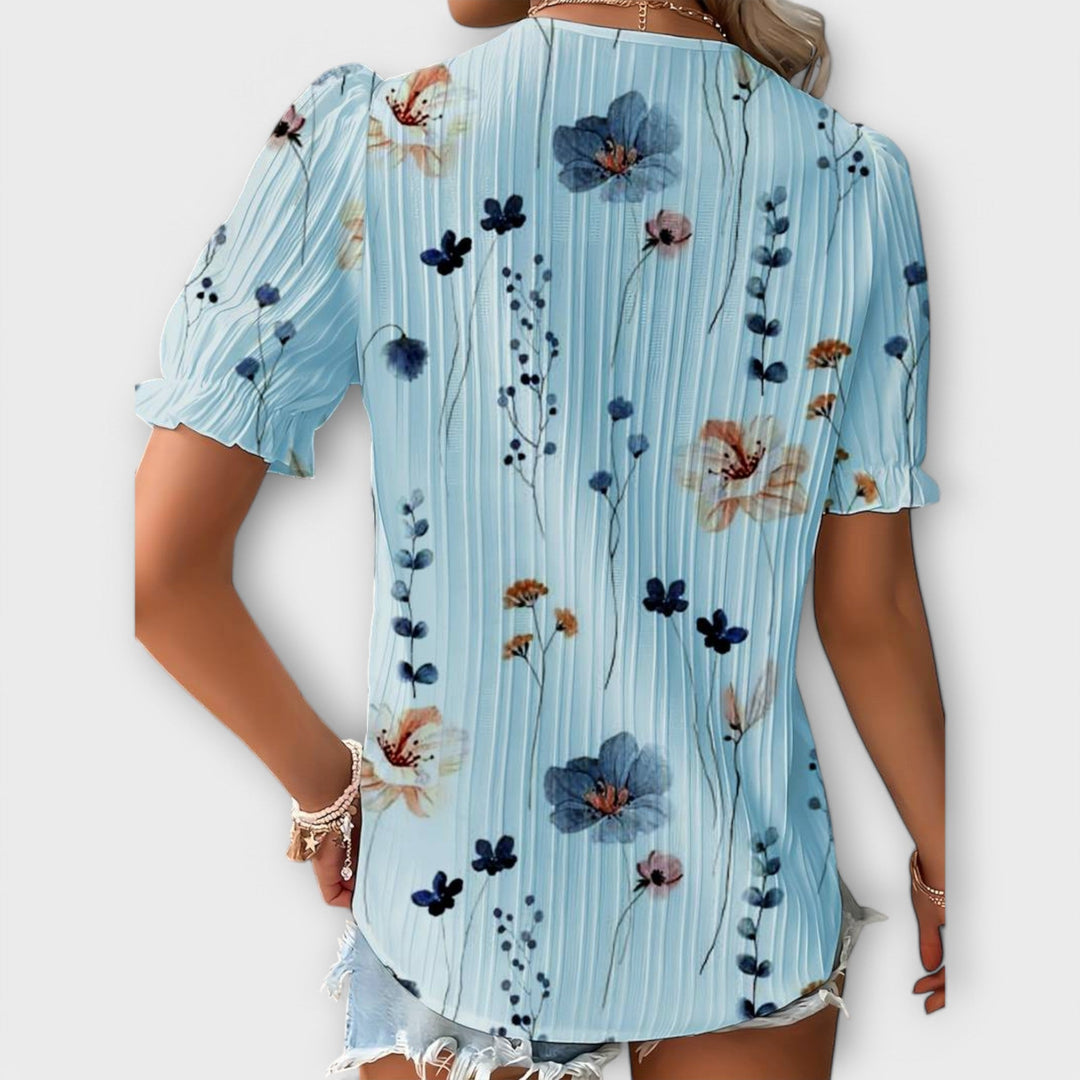Emily - Fashionable Blouse with Pointed Neckline