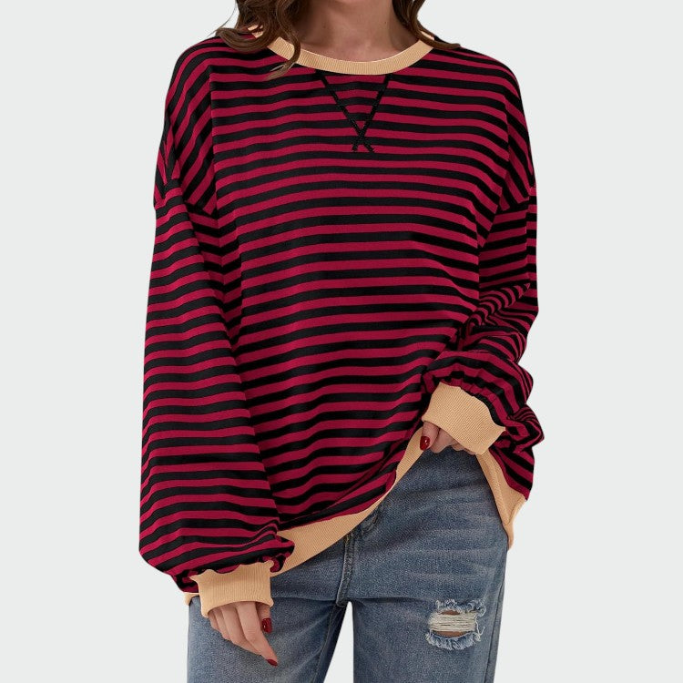 Olivia – Casual Long Sleeve Round Neck Striped Sweatshirt