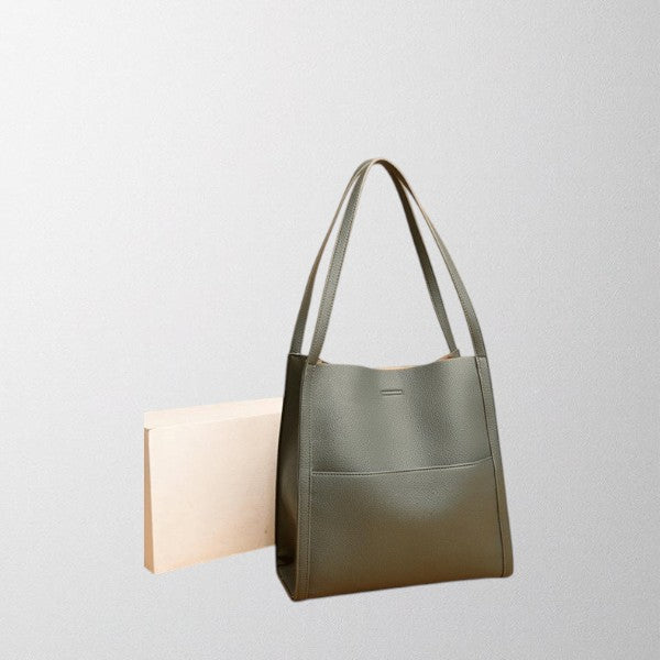 Olivia - Solid color simple genuine leather shoulder bag