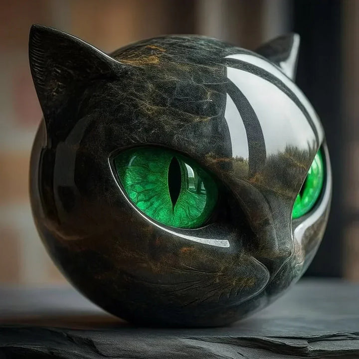 Olivia - Mystical Black Cat Head Sculpture