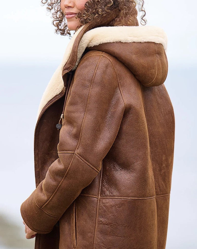 Warm, lightweight long winter coat for women