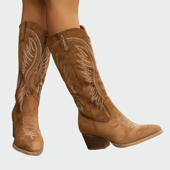 Stylish Embroidered Western Ankle Boots