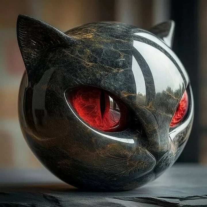 Olivia - Mystical Black Cat Head Sculpture