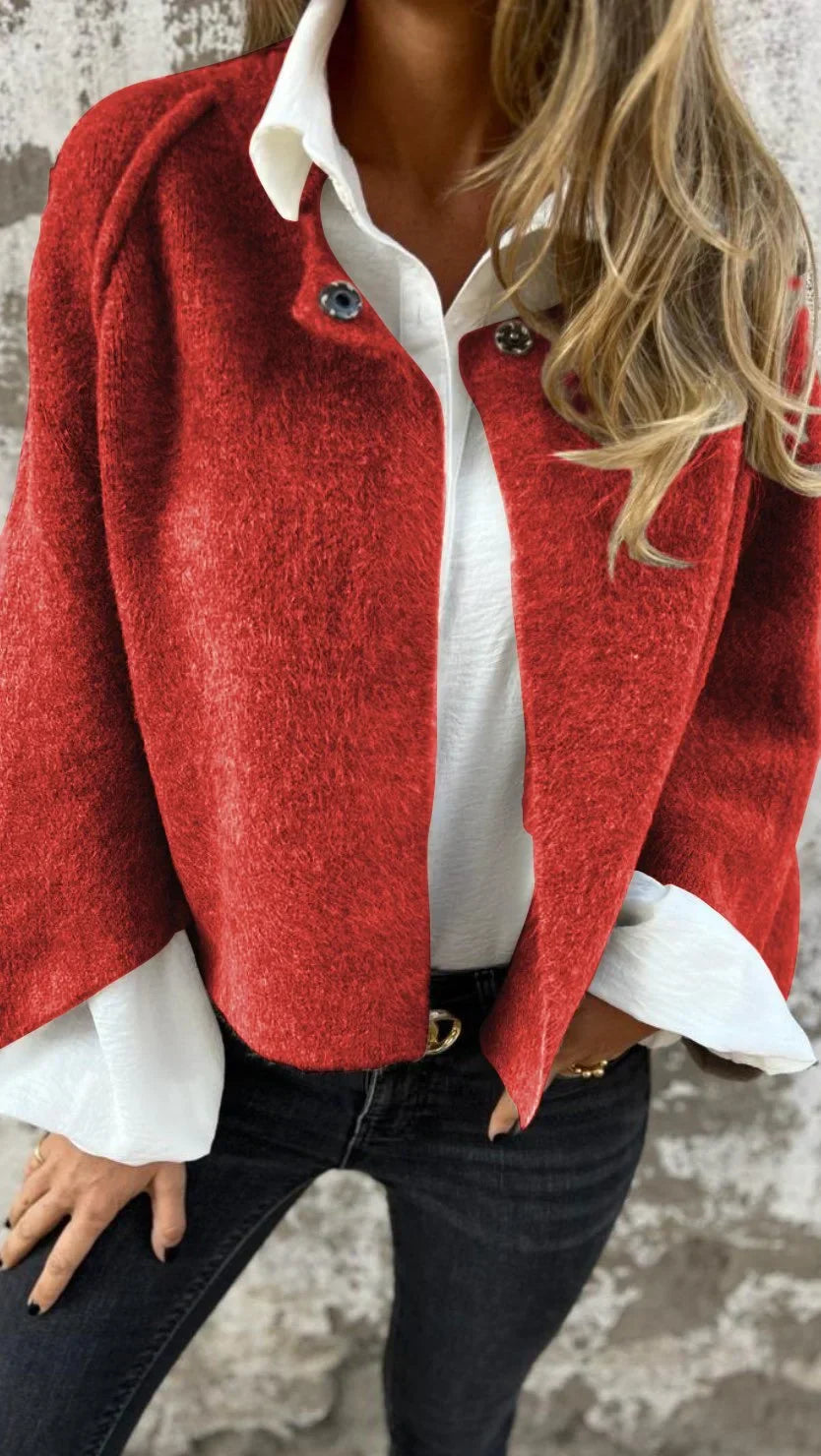 Celeste™ - Wool Coat with Round Collar and Long Sleeves