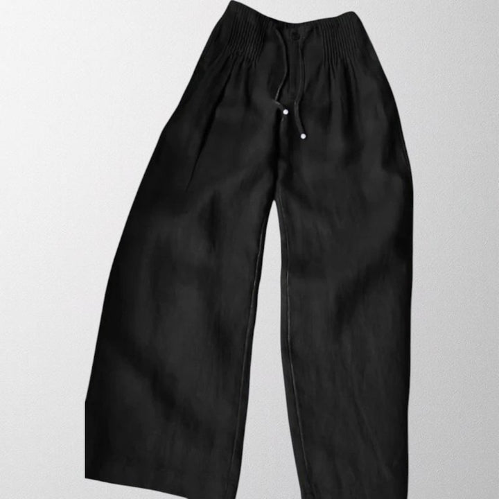 Olivia - Wide-leg Trousers in Cotton and Linen Blend