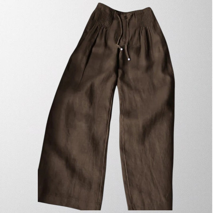 Olivia - Wide-leg Trousers in Cotton and Linen Blend