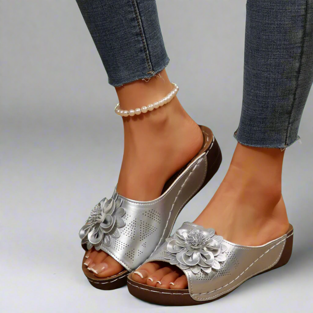 Jolanda | Elegant Orthopaedic Sandals with Floral Design