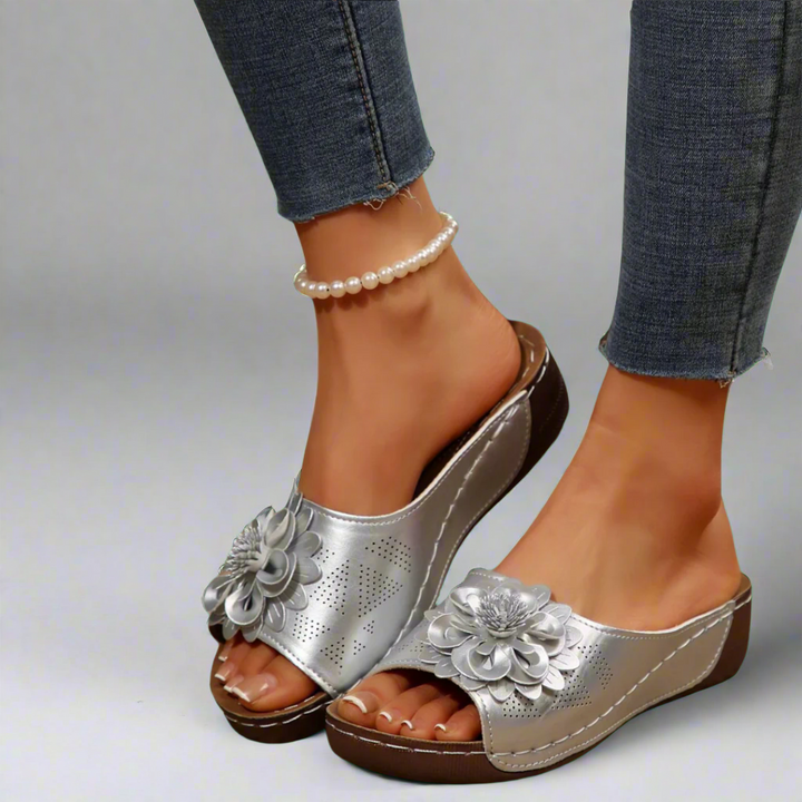 Jolanda | Elegant Orthopaedic Sandals with Floral Design
