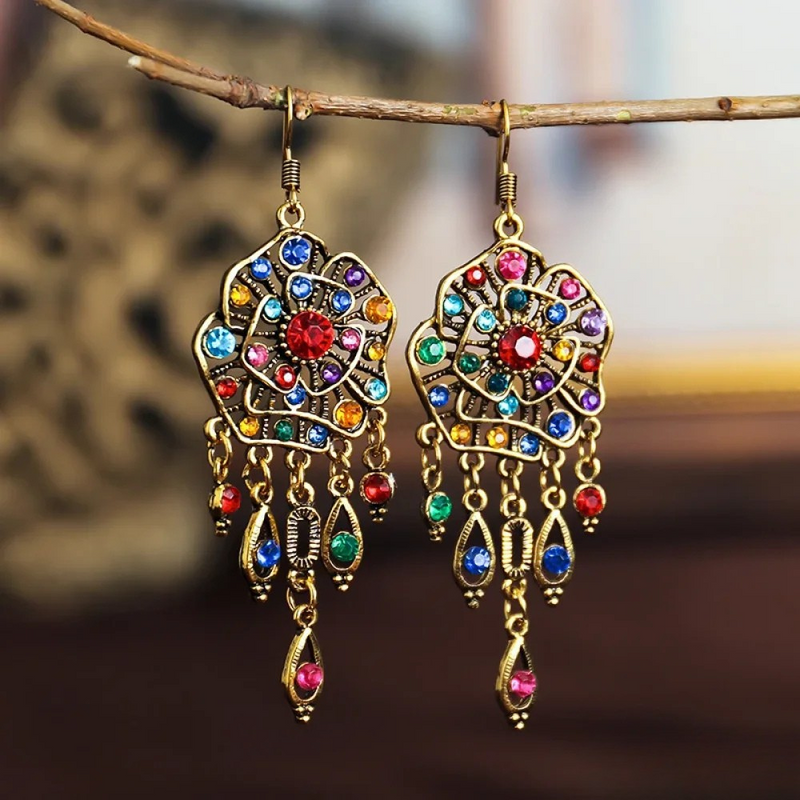 Retro Colourful Mandala Earrings