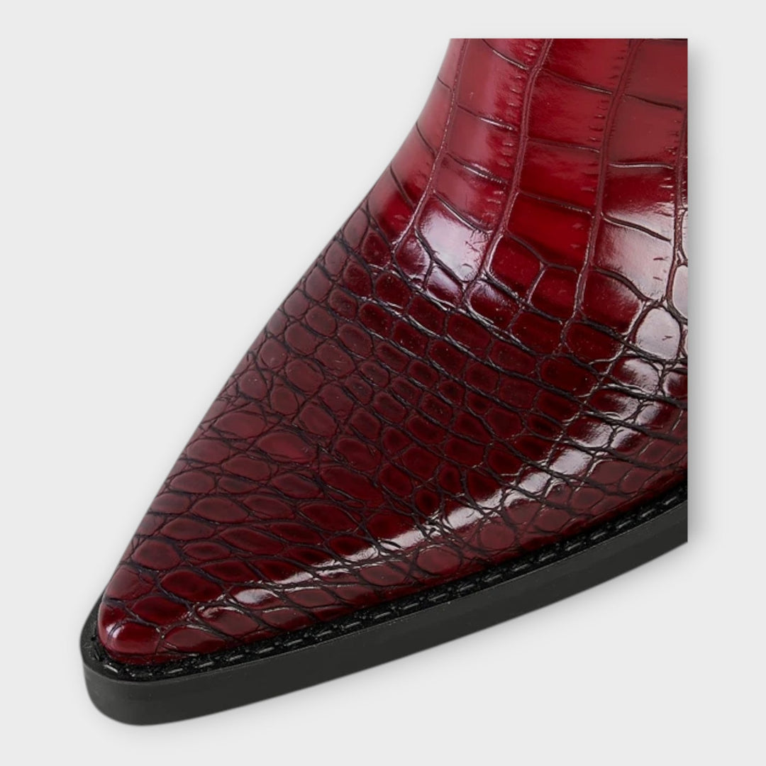 Crocodile Pattern Boots with Elegant Heel