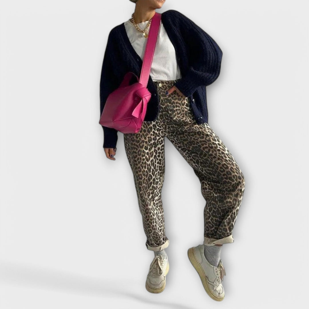 Chandra - Vintage Leopard Print Jeans