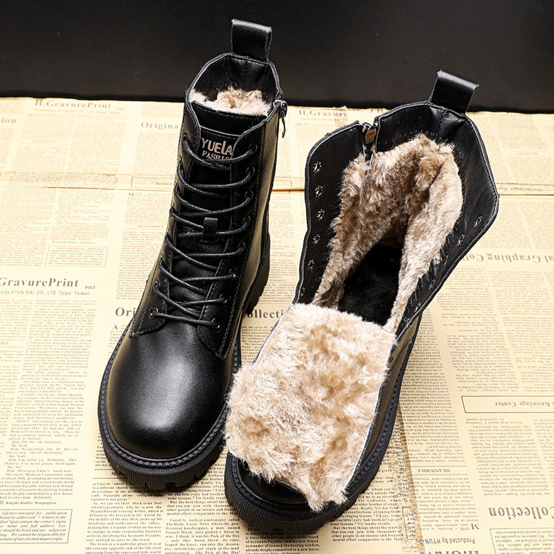 Élisabeth - Elegant and sturdy black leather winter boots