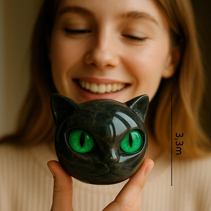 Olivia - Mystical Black Cat Head Sculpture
