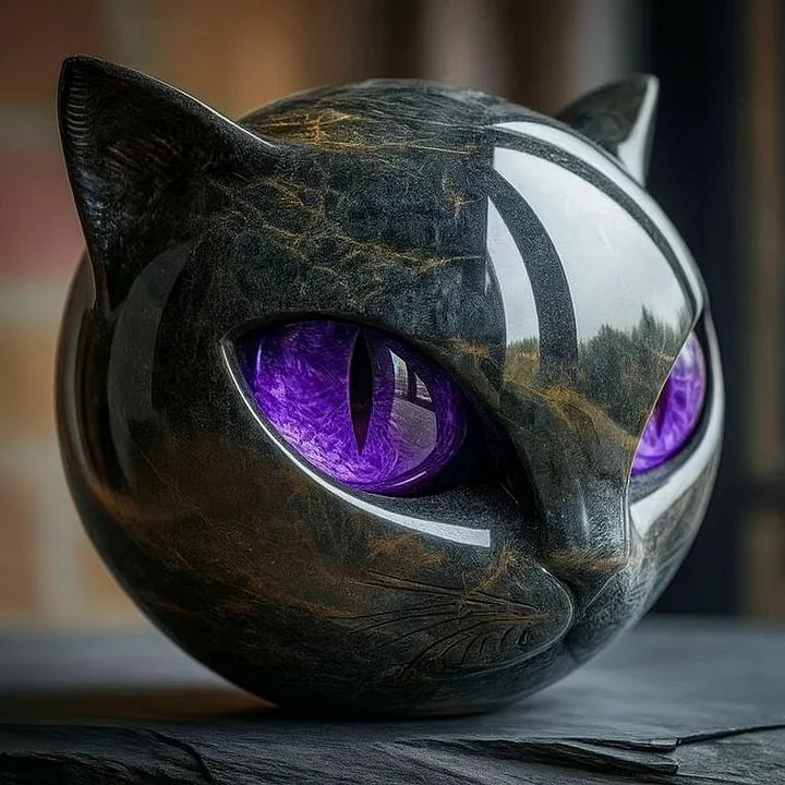Olivia - Mystical Black Cat Head Sculpture