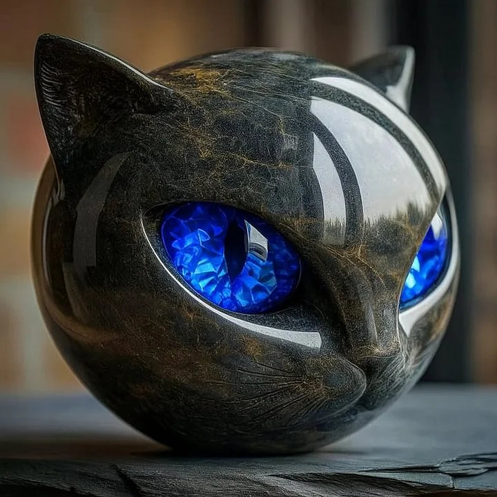 Olivia - Mystical Black Cat Head Sculpture