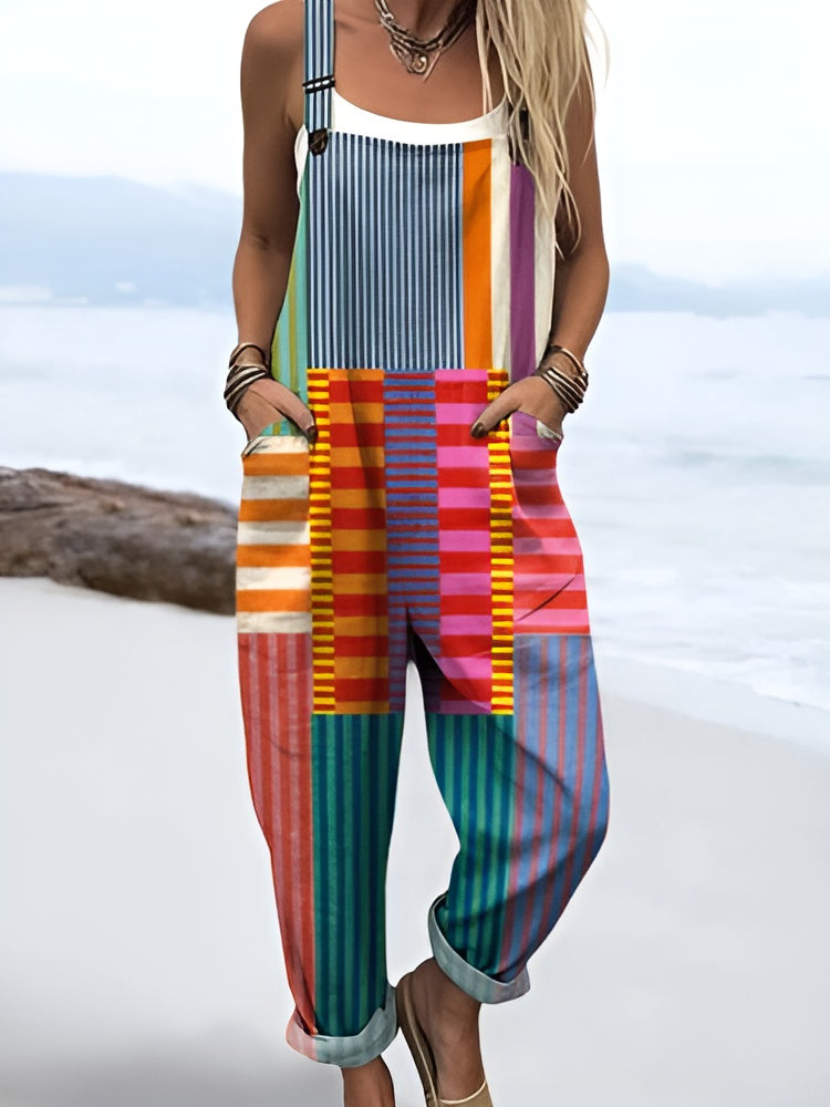 Lærke™ | Coloured Pop Stripe Dungarees