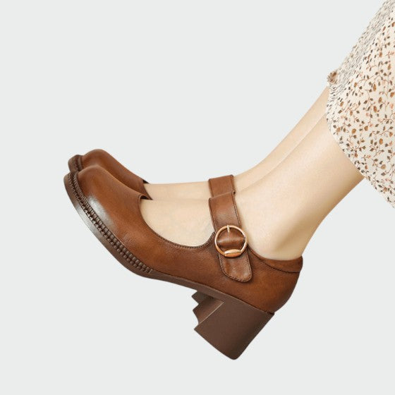Olivia - Chunky-Heel Buckle Mary Jane Shoes