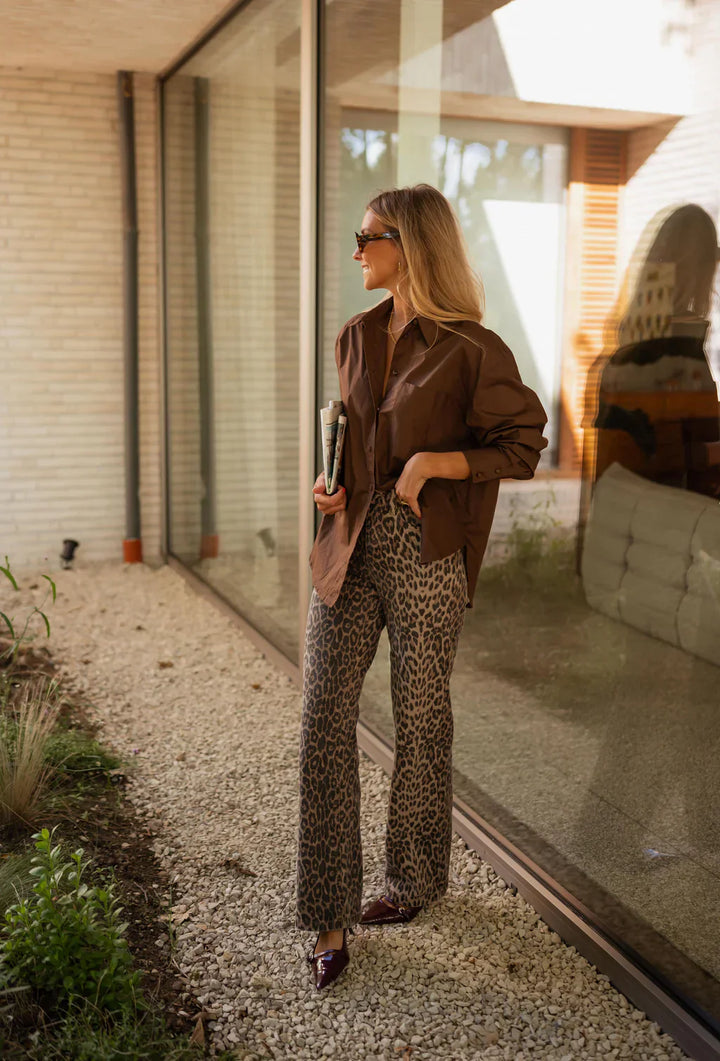 Leopard Print Flared Trousers