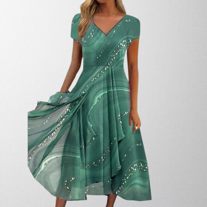 Olivia – Elegant V-neck Midi Dress