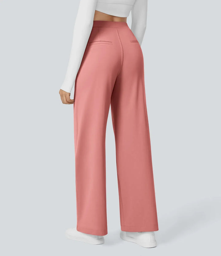 ColaTek Air™ Flared Trousers with High Waist and Side Zip Pockets