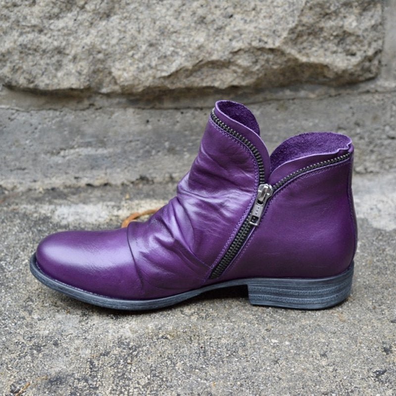 Gabriella - Leather Boots with Zip Fastening