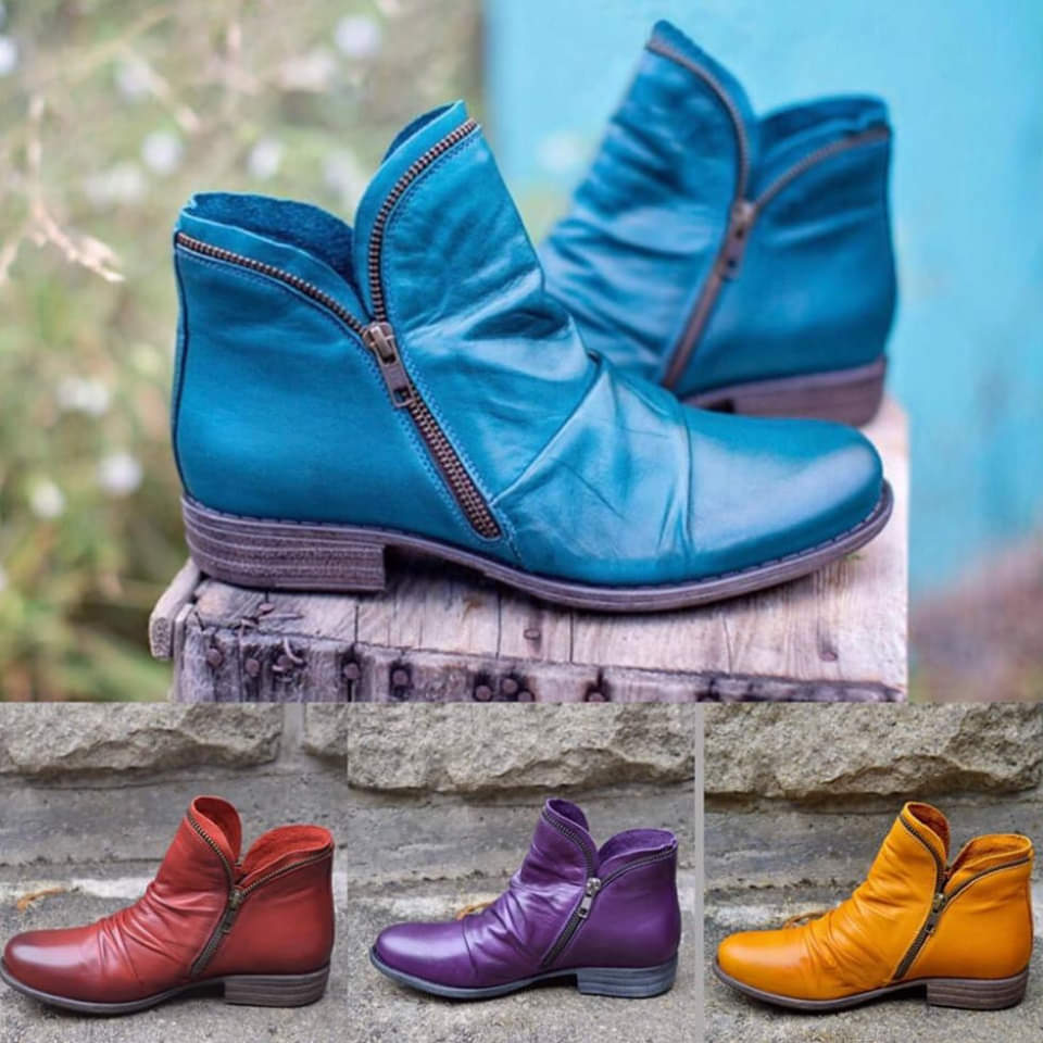 Gabriella - Leather Boots with Zip Fastening